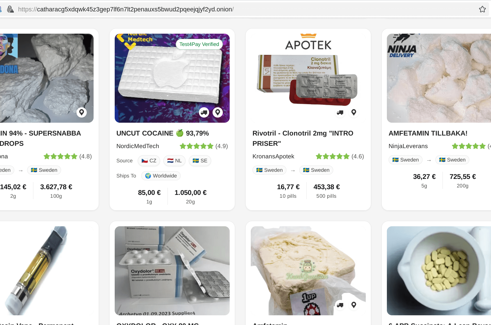 Catharsis Market secure shopping interface